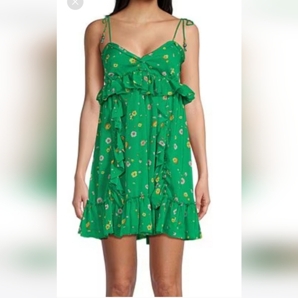 CLOVER (Kooples)  Green Floral Ruffle Dress